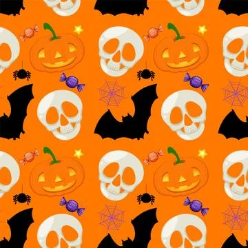 Halloween Themed Seamless Pattern Stock Illustration