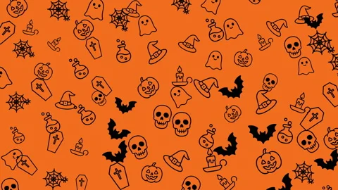 Halloween themed seamless pattern with spooky icons pumpkins bats and spiders Stock Footage 319318061