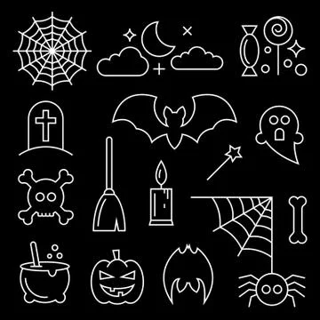 Halloween thin line icons set Stock Illustration