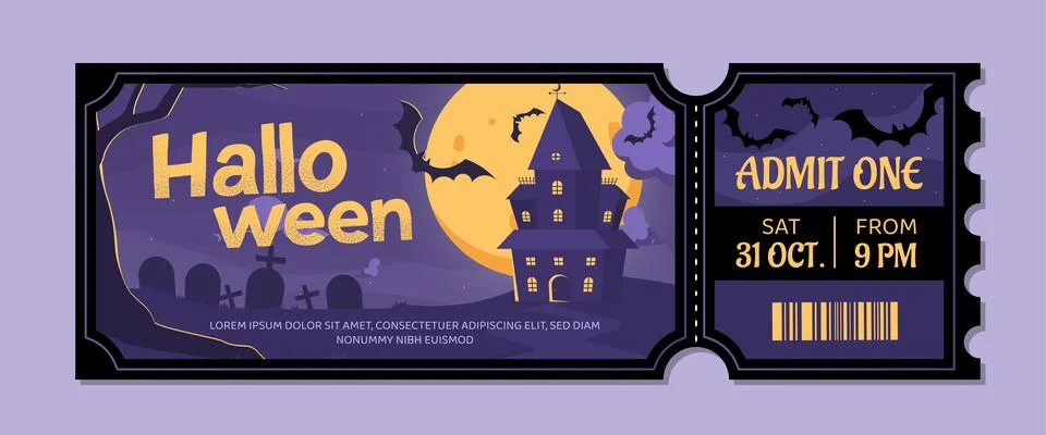 Halloween ticket vector concept Stock Illustration
