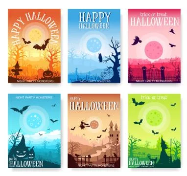Halloween time background concept border for design.  Landscape template o Stock Illustration