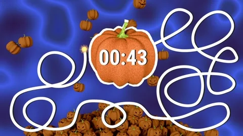 Halloween Timer with Pumpkins and Explosion 50 to 0 - Countdown 50 seconds Stock Footage 343207186
