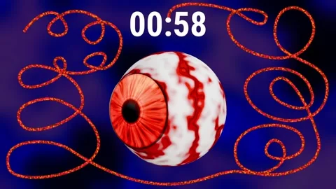 Halloween Timer with Scary Eye 60 to 0 - Countdown 60 seconds Видео 344922981