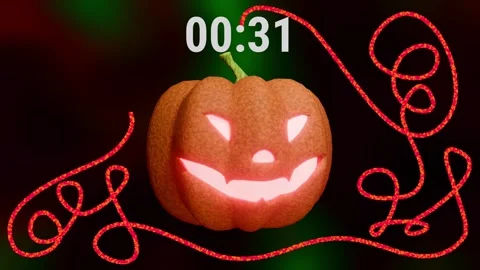 Halloween Timer with Scary Pumpkin 40 to 0 - Countdown 40 seconds Stock Footage 344236656