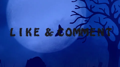 Halloween title card like &amp; comment bat font with creepy blue background Stock Footage 314987017
