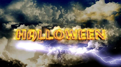 Halloween Title with Lightnings Stock Footage 30596208