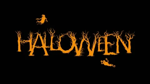 Halloween Title Trees and Ghosts Stock Footage 163258109