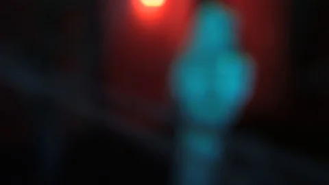 Halloween Tombstone With Skull Focus Rack Night Blue Light Stock Footage 91574473