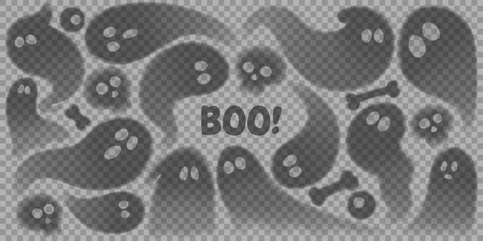 Halloween transparent ghosts shadows Stock Illustration