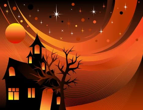 Halloween Tree Background Stock Illustration