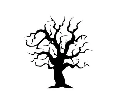 Halloween tree with leafless branches silhouette Stockillustratie