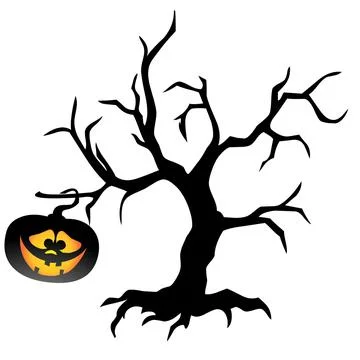 Halloween tree pumpkin Stock Illustration