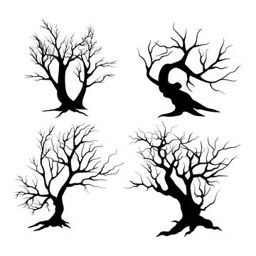Halloween tree set. Vector Set of Silhouettes of Trees Stock Illustration