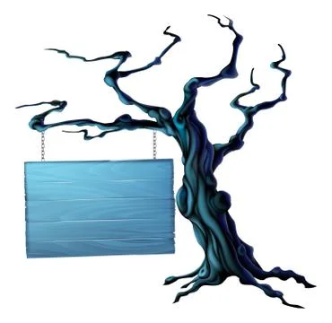 Halloween tree sign Stock Illustration