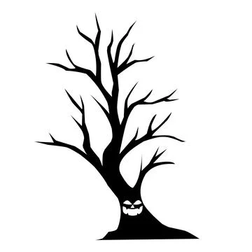 Halloween tree silhouette with spooky expression Stock-Illustration