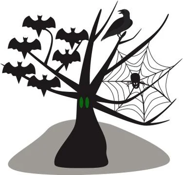Halloween Tree vector illustration on a white background. Stock Illustration