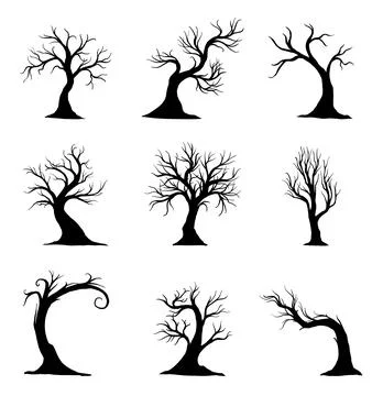 Halloween trees isolated on white background. Stock Illustration