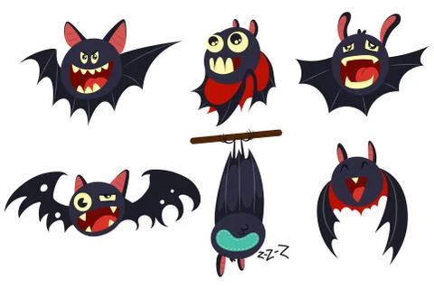 Halloween vampire bat vector cartoon character set. Stock Illustration