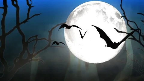 Halloween vampire on full moon Stock Footage 80907870