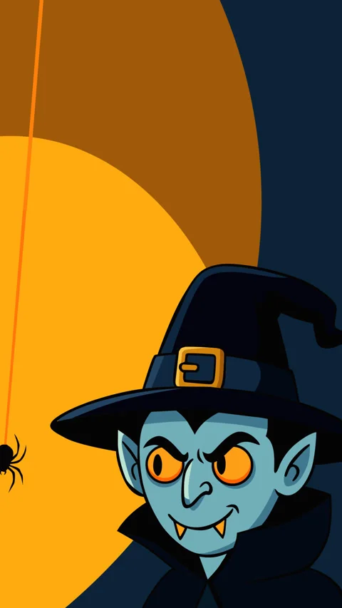 Halloween Vampire Witch Hat and Spider Motion Graphic Background Stock Footage 346184430