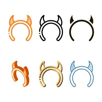 Halloween variants horns icon vector outline Stock Illustration