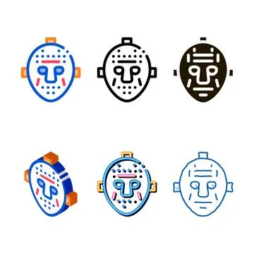 Halloween variations mask icon vector outline Stock Illustration