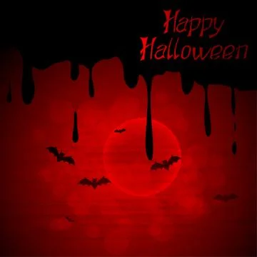 Halloween vector background with moon and bats Stock Illustration