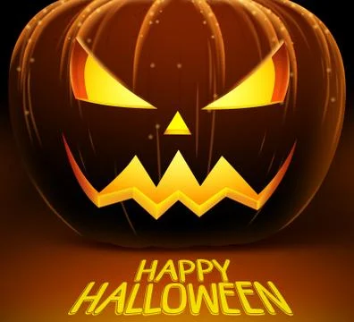 Halloween vector background with scary pumpkin and lights of horror Stock Illustration
