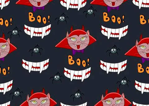Halloween vector background. Seamless pattern with cute and fun Halloween cha Illustrazione stock