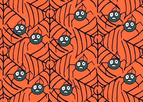 Halloween vector background. Seamless pattern with cute and fun Halloween cha Stock Illustration