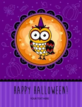 Halloween vector card with owl. Stock Illustration