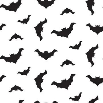 Halloween vector flying bats seamless pattern Stock Illustration