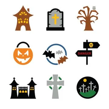 Halloween vector icons set Stock Illustration