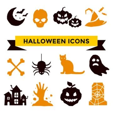Halloween vector icons set Stock Illustration
