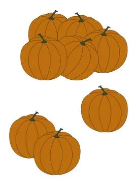 Halloween vector illustration group of pumpkins. Education card Stock Illustration