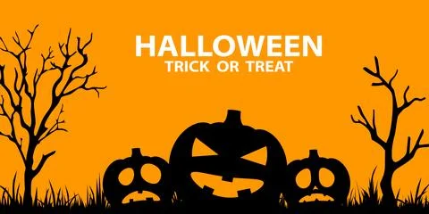 Halloween Vector Illustration with Pumpkins Stock Illustration