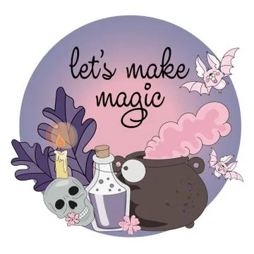 Halloween Vector Illustration Set LET'S MAKE MAGIC Illustrazione stock