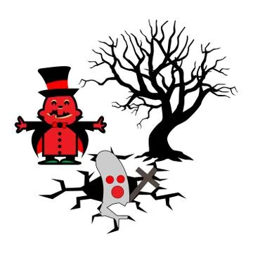 Halloween vector illustration with witch invite ghosts Stock Illustration