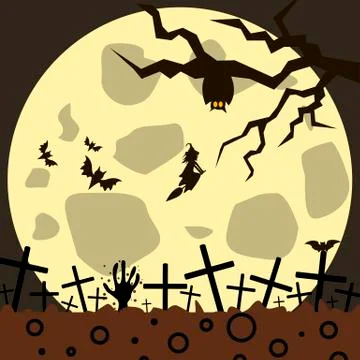 Halloween vector image with the image of a zombie hand that crawls out of the Stock Illustration