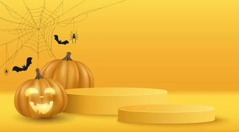 Halloween vector minimal 3d scene for display your product. 3d vector emotion Stock Illustration