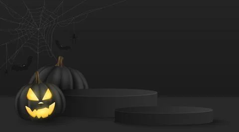 Halloween vector minimal 3d scene for display your product. 3d vector emotion Иллюстрация
