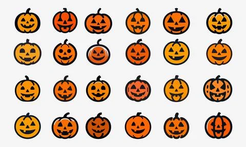 Halloween Vector Pack With Pumpkin Face Icons Stock Illustration