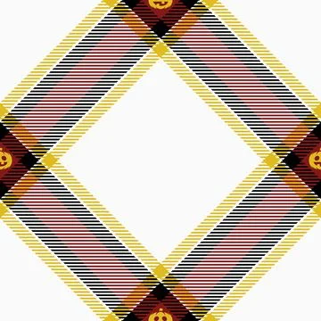 Halloween vector pattern with plaid stripes and pumpkins, spooky ghosts, an.. Stockillustratie