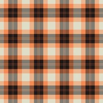 Halloween vector pattern with plaid stripes and pumpkins, spooky ghosts, an.. Stock Illustration