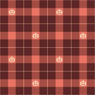 Halloween vector pattern with plaid stripes and pumpkins, spooky ghosts, an.. Stockillustratie