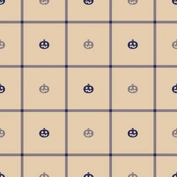 Halloween vector pattern with plaid stripes and pumpkins, spooky ghosts, an.. Stockillustratie