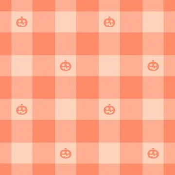 Halloween vector pattern with plaid stripes and pumpkins, spooky ghosts, an.. 库存插图
