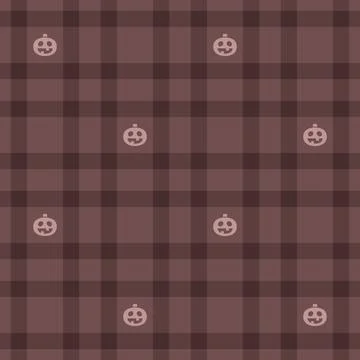 Halloween vector pattern with plaid stripes and pumpkins, spooky ghosts, an.. イラスト素材