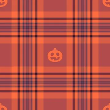 Halloween vector pattern with plaid stripes and pumpkins, spooky ghosts, an.. イラスト素材