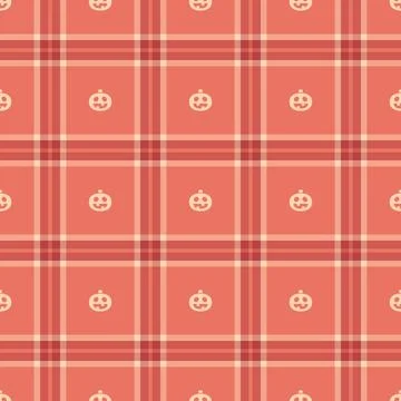 Halloween vector pattern with plaid stripes and pumpkins, spooky ghosts, an.. イラスト素材